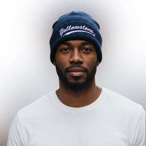 NWT Yellowstone logo navy beanie, One Size